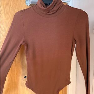 Bar III Brown Turtleneck Bodysuit